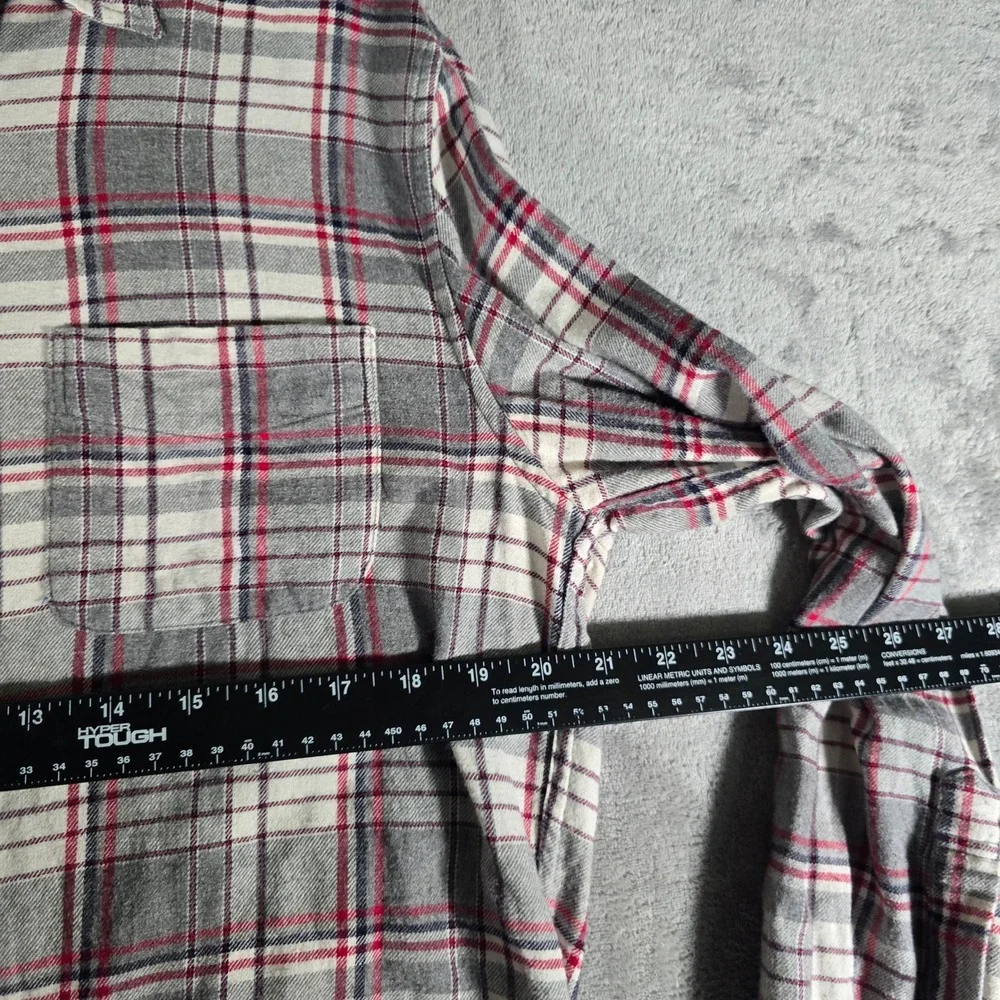 J.Crew Flannel Shirt Slim Fit Plaid Button Up Long Sleeve Gray‎ Red L